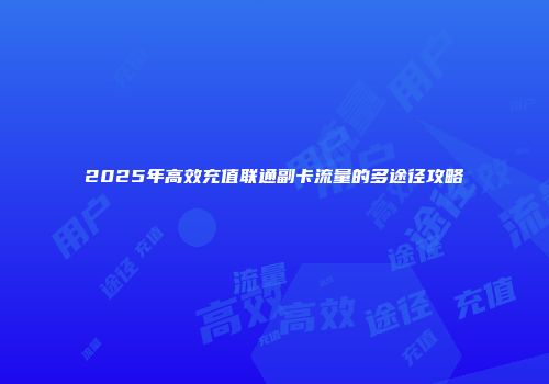 2025年高效充值联通副卡流量的多途径攻略