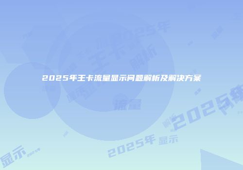 2025年王卡流量显示问题解析及解决方案