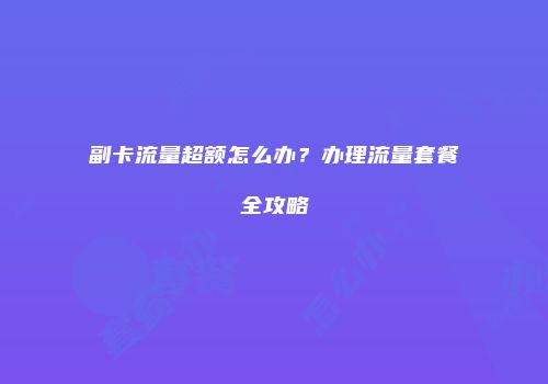 副卡流量超额怎么办？办理流量套餐全攻略