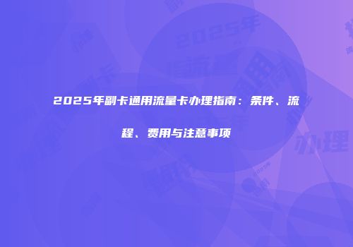 2025年副卡通用流量卡办理指南：条件、流程、费用与注意事项