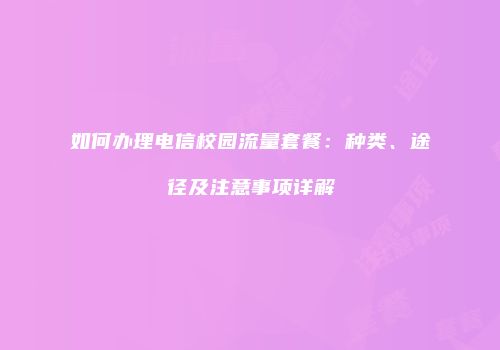 如何办理电信校园流量套餐：种类、途径及注意事项详解