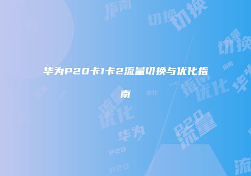 华为P20卡1卡2流量切换与优化指南