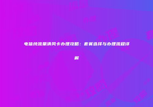 电信纯流量清风卡办理攻略：套餐选择与办理流程详解