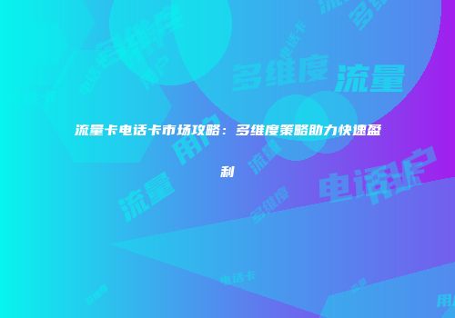 流量卡电话卡市场攻略：多维度策略助力快速盈利