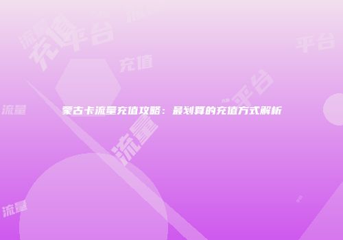 蒙古卡流量充值攻略：最划算的充值方式解析