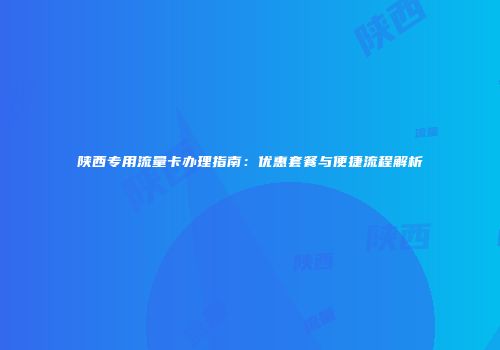 陕西专用流量卡办理指南：优惠套餐与便捷流程解析