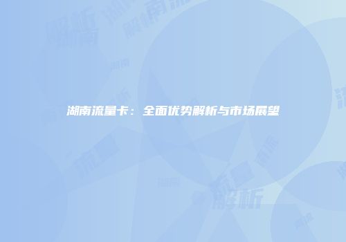 湖南流量卡：全面优势解析与市场展望