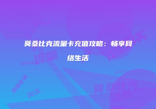莫桑比克流量卡充值攻略：畅享网络生活