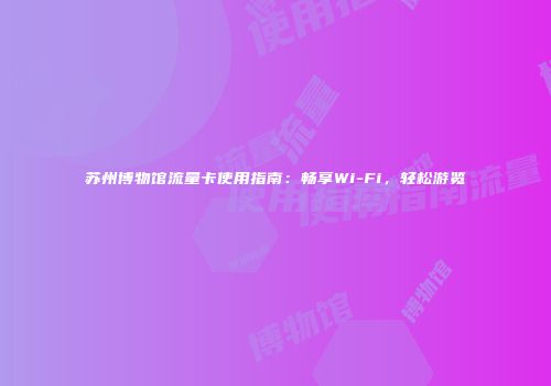 苏州博物馆流量卡使用指南：畅享Wi-Fi，轻松游览