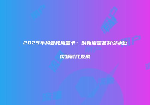 2025年抖音纯流量卡：创新流量套餐引领短视频时代发展