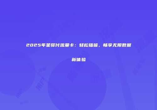 2025年星驿付流量卡：轻松插拔，畅享无限数据新体验