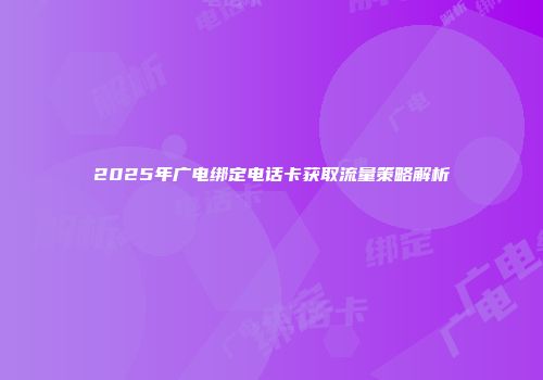 2025年广电绑定电话卡获取流量策略解析
