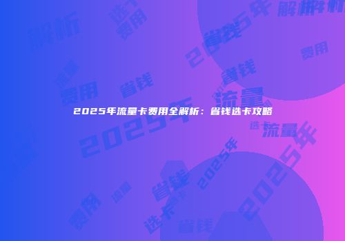 2025年流量卡费用全解析：省钱选卡攻略
