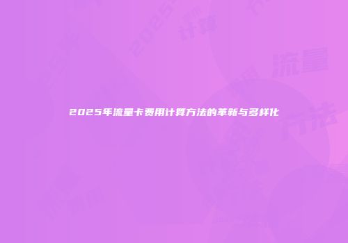 2025年流量卡费用计算方法的革新与多样化
