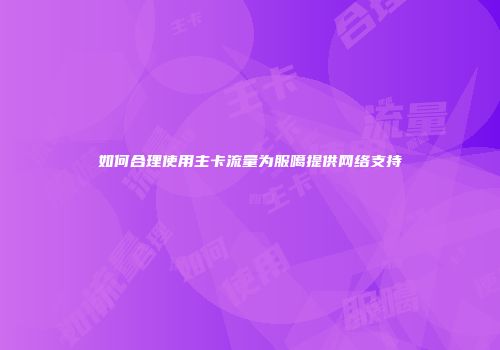 如何合理使用主卡流量为服噶提供网络支持