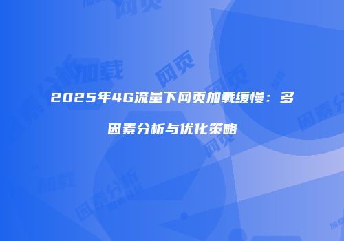 2025年4G流量下网页加载缓慢：多因素分析与优化策略
