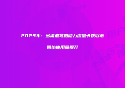 2025年：多渠道攻略助力流量卡获取与网络使用量提升