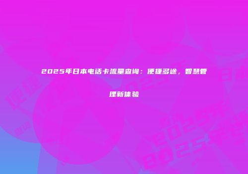 2025年日本电话卡流量查询：便捷多途，智慧管理新体验