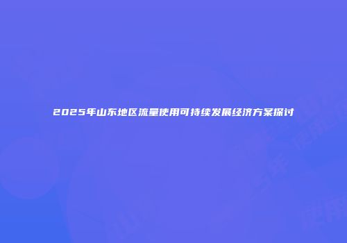 2025年山东地区流量使用可持续发展经济方案探讨