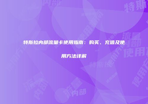 特斯拉内部流量卡使用指南：购买、充值及使用方法详解