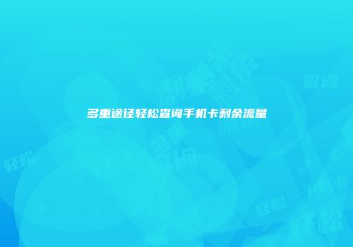 多重途径轻松查询手机卡剩余流量
