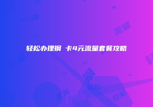轻松办理钢镚卡4元流量套餐攻略