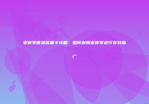 老账号精准流量卡攻略：如何利用老账号进行有效推广