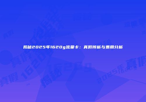 揭秘2025年1620g流量卡：真假辨析与费用分析