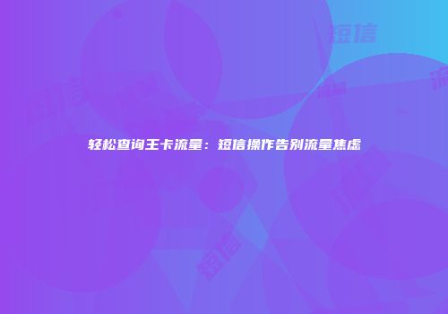 轻松查询王卡流量：短信操作告别流量焦虑
