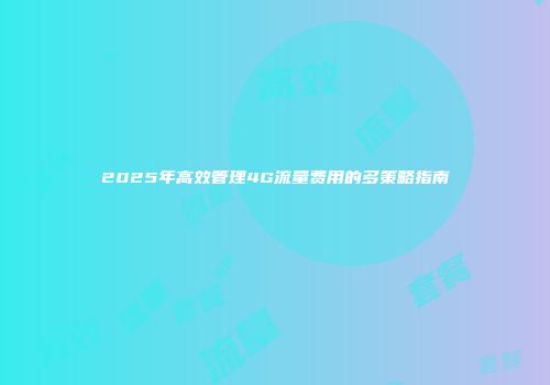 2025年高效管理4G流量费用的多策略指南