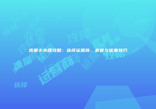 流量卡办理攻略：选择运营商、套餐与优惠技巧