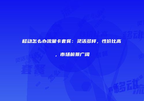 移动怎么办流量卡套餐：灵活多样，性价比高，市场前景广阔
