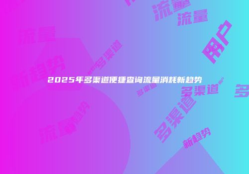 2025年多渠道便捷查询流量消耗新趋势