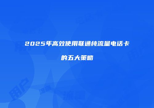 2025年高效使用联通纯流量电话卡的五大策略