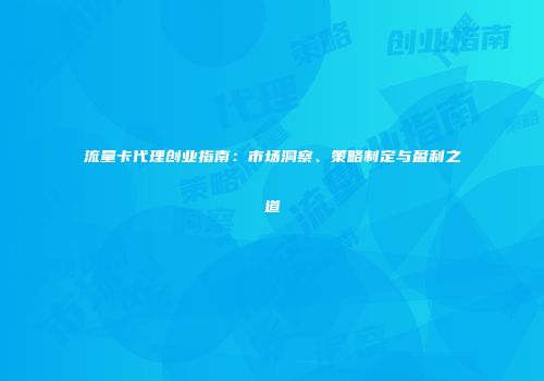 流量卡代理创业指南：市场洞察、策略制定与盈利之道