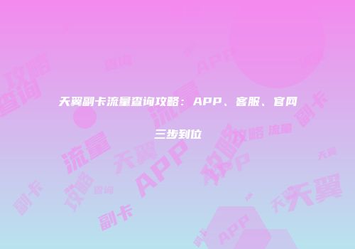 天翼副卡流量查询攻略：APP、客服、官网三步到位