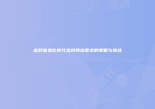 应对信息化时代多样网络需求的策略与挑战