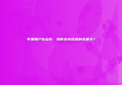 苹果用户在山东：如何选择合适的流量卡？