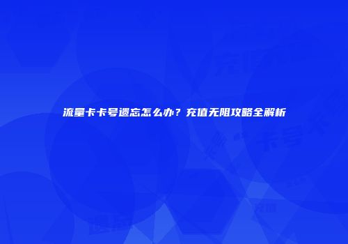 流量卡卡号遗忘怎么办？充值无阻攻略全解析