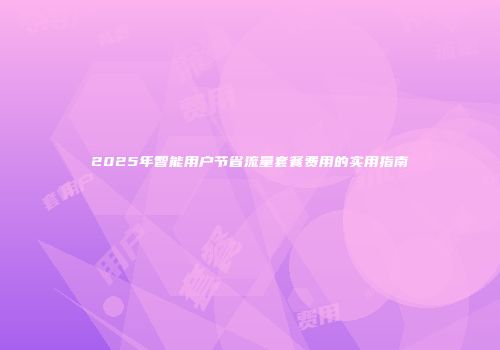 2025年智能用户节省流量套餐费用的实用指南