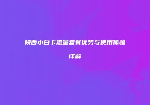 陕西小白卡流量套餐优势与使用体验详解
