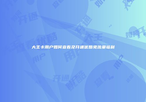 大王卡用户如何查看及开通优酷免流量福利