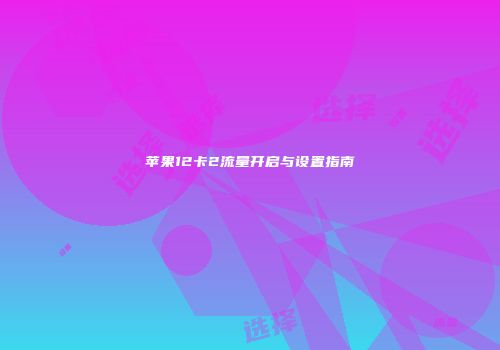 苹果12卡2流量开启与设置指南