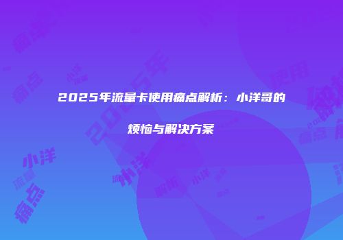 2025年流量卡使用痛点解析：小洋哥的烦恼与解决方案