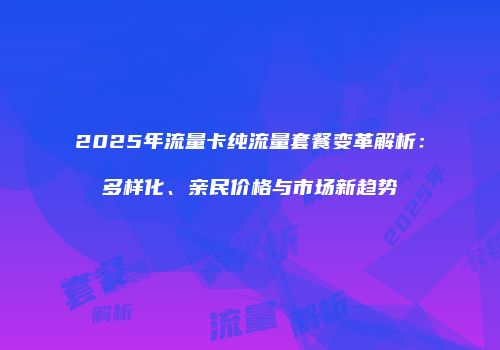 2025年流量卡纯流量套餐变革解析：多样化、亲民价格与市场新趋势