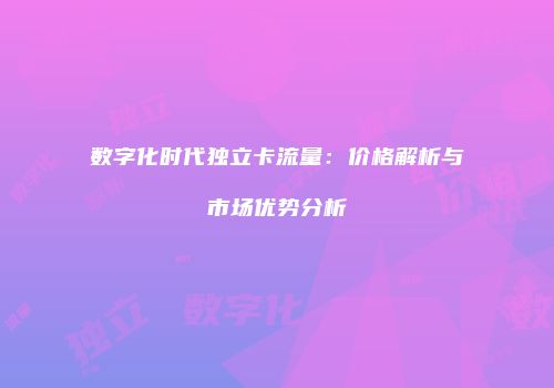 数字化时代独立卡流量：价格解析与市场优势分析