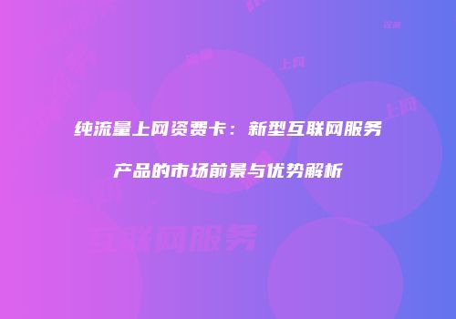 纯流量上网资费卡：新型互联网服务产品的市场前景与优势解析