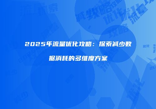 2025年流量优化攻略：探索减少数据消耗的多维度方案
