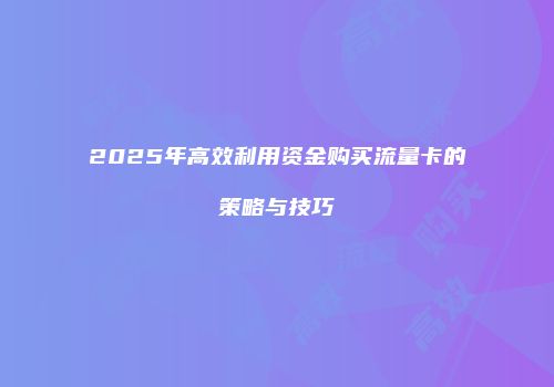 2025年高效利用资金购买流量卡的策略与技巧