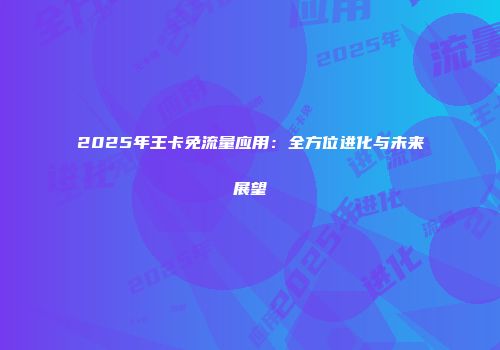 2025年王卡免流量应用：全方位进化与未来展望